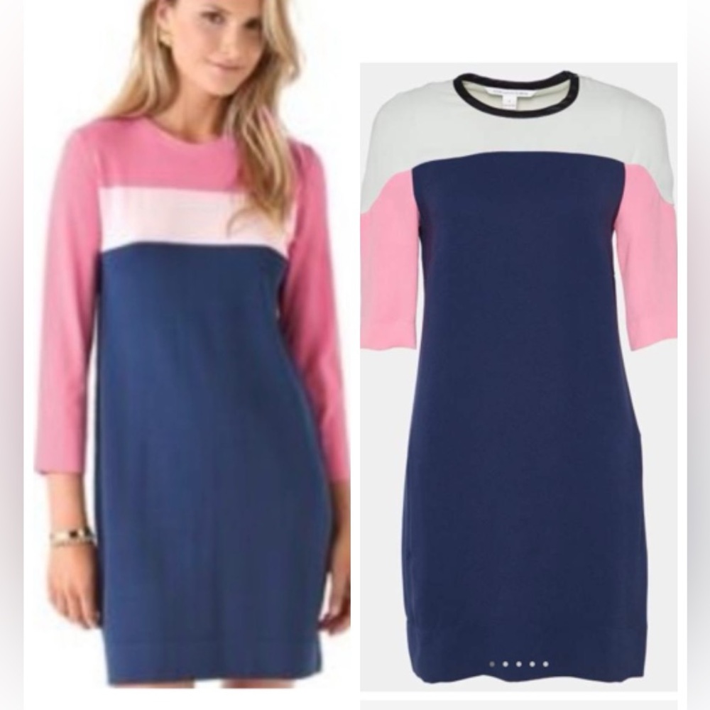 Diane Von Furstenberg Color Block
Crepe Yumi Shift/Sheath Stretch Dress| Sz 10